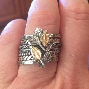 Sterling silver 14K gold multi-band ring